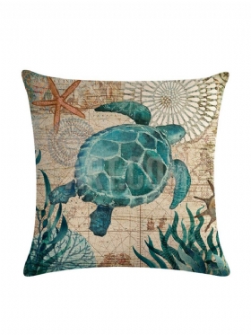 Octopus Turtle 45*45cm Κάλυμμα Μαξιλαριού Μαξιλάρι Λινό Ριχτάρι Διακοσμητικό Σπιτιού Διακοσμητική Μαξιλαροθήκη