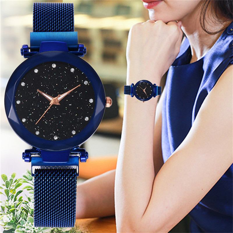 Ρολόι Magnetic Lazy Quartz Διασυνοριακά Hot Sale Starry Star Rhinestone Vibrato Sky Watch