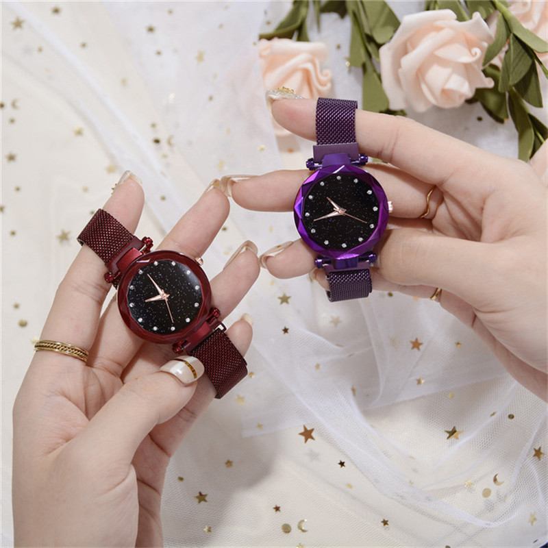 Ρολόι Magnetic Lazy Quartz Διασυνοριακά Hot Sale Starry Star Rhinestone Vibrato Sky Watch