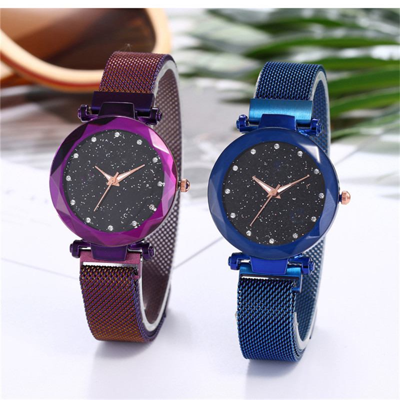 Ρολόι Magnetic Lazy Quartz Διασυνοριακά Hot Sale Starry Star Rhinestone Vibrato Sky Watch