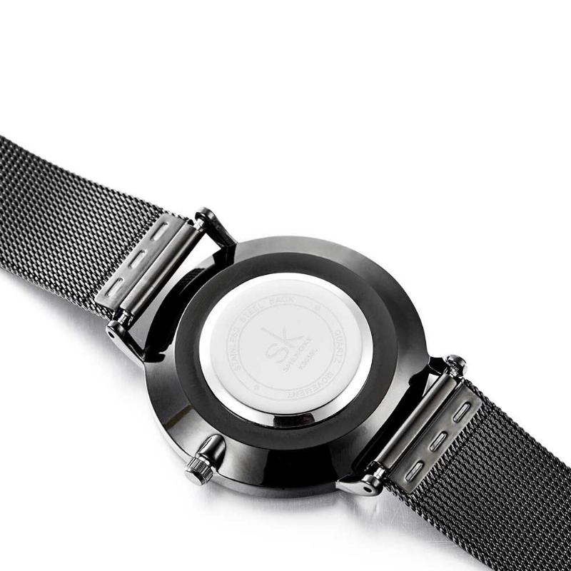 Ρολόι Χειρός Sk Fashion Quartz Με Στρογγυλό Καντράν Με Απλό Λουράκι Από Ανοξείδωτο Ατσάλι Για Γυναίκες