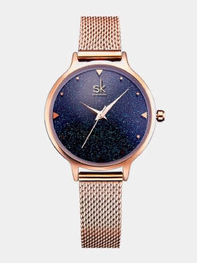 Sk Elegant Quartz Wirstwatch Rose Gold Band Αδιάβροχο Navy Blue Sky Simple Digit Ρολόι Για Γυναίκες