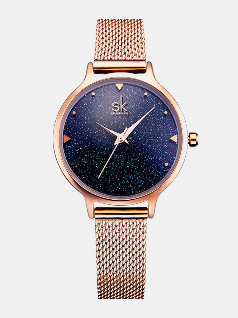 Sk Elegant Quartz Wirstwatch Rose Gold Band Αδιάβροχο Navy Blue Sky Simple Digit Ρολόι Για Γυναίκες