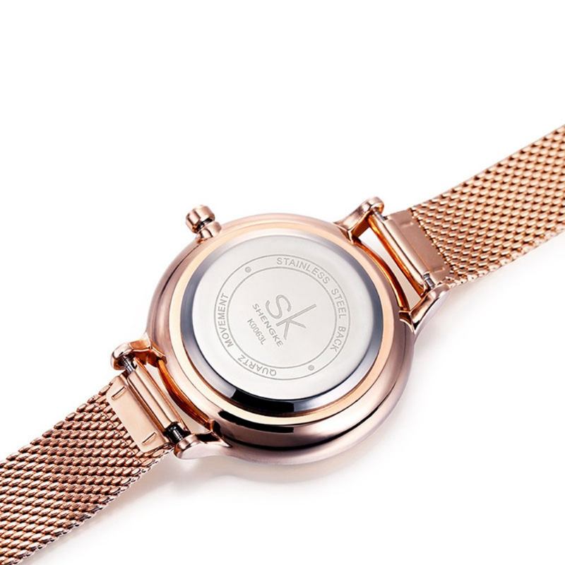 Sk Elegant Quartz Wirstwatch Rose Gold Band Αδιάβροχο Navy Blue Sky Simple Digit Ρολόι Για Γυναίκες