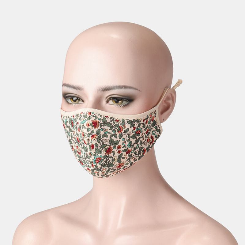 Vintage Floral Face Sheild Mask Εμπριμέ Βαμβακερή Μάσκα