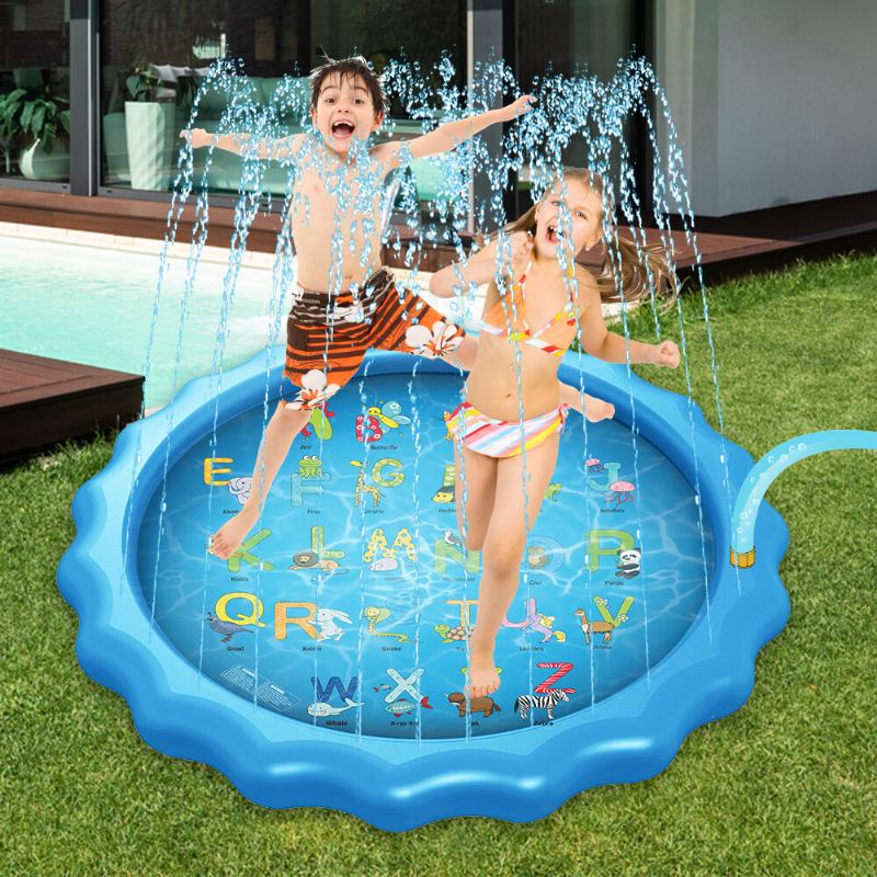 Wevon Splash Pad 67 Ίντσες Sprinkler Play Mat Pad Για Παιδιά Πισίνα Για Υπαίθρια Παιχνίδια Νερού Εκμάθηση Εκπαιδευτική Για Νήπια Αγόρια Κορίτσια