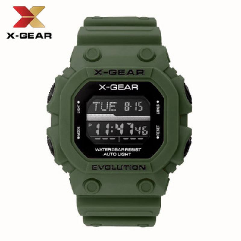 X-gear Revolution Armygreen Sports Watch Αδιάβροχο Ανδρικό Ηλεκτρονικό Ρολόι Moq 20pcs