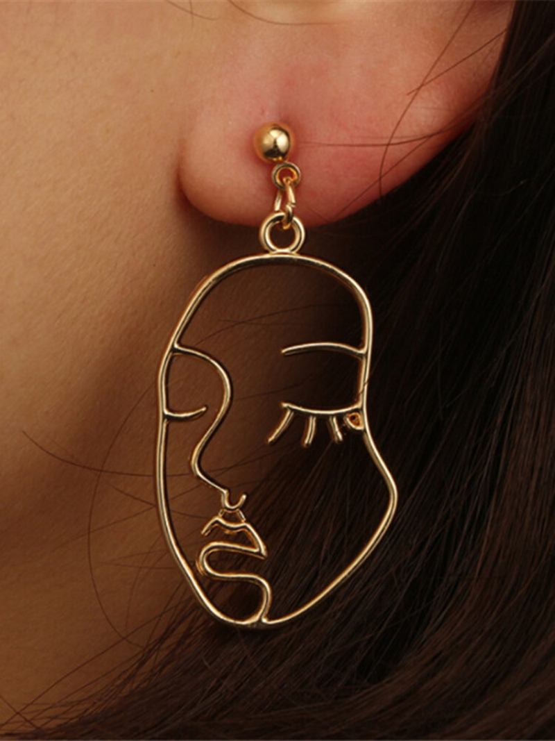 4 Τμχ Punk Human Face Earrings Κοίλα Αφηρημένα Κρεμαστά Σκουλαρίκια Προσώπου