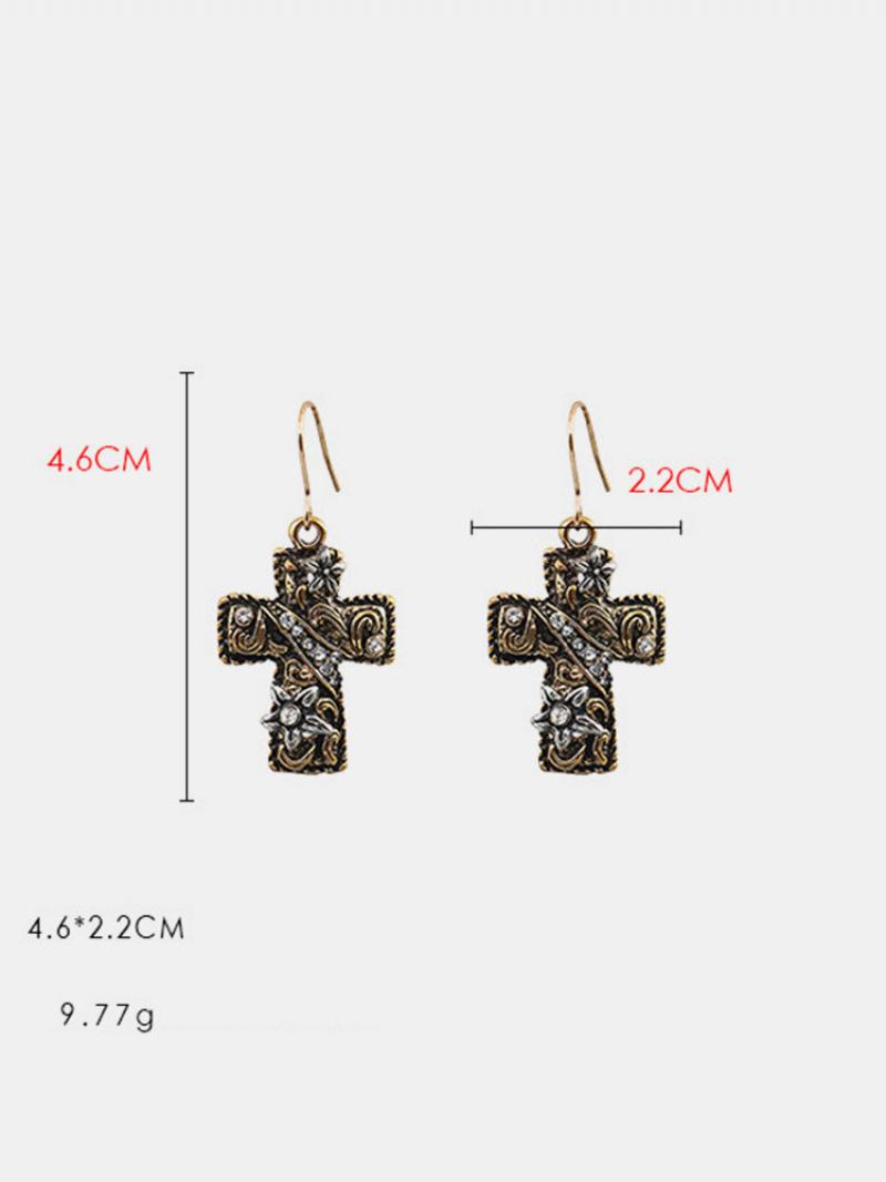 Bohemia Cross Γυναικεία Σκουλαρίκια Flower Rhinestone Κρεμαστά Δώρο Κοσμήματος