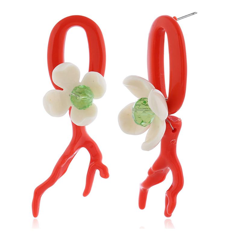 Bohemian Exaggerated Earrings Ear-drop Πλαστική Ρητίνη Coral Flower Διακόσμηση Κρεμαστό Αυτί Κοσμήματα Αλλεργικό Λείο Σκουλαρίκι