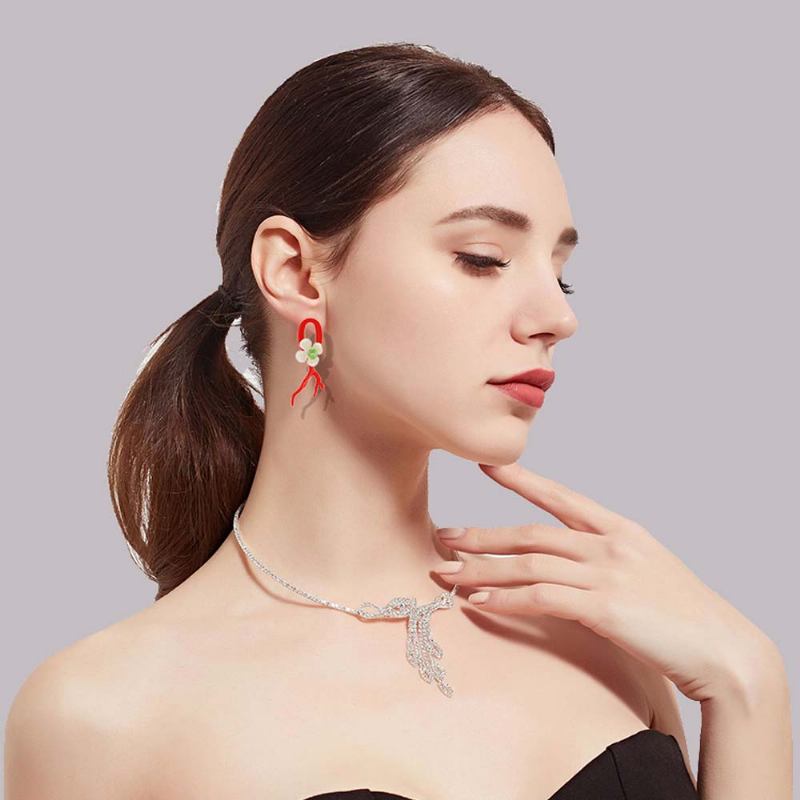 Bohemian Exaggerated Earrings Ear-drop Πλαστική Ρητίνη Coral Flower Διακόσμηση Κρεμαστό Αυτί Κοσμήματα Αλλεργικό Λείο Σκουλαρίκι