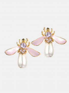 Cute Bees Stud Earrings Πολυτελή Επιχρυσωμένα Σκουλαρίκια Μαργαριτάρι Κοσμήματα Για Γυναίκες