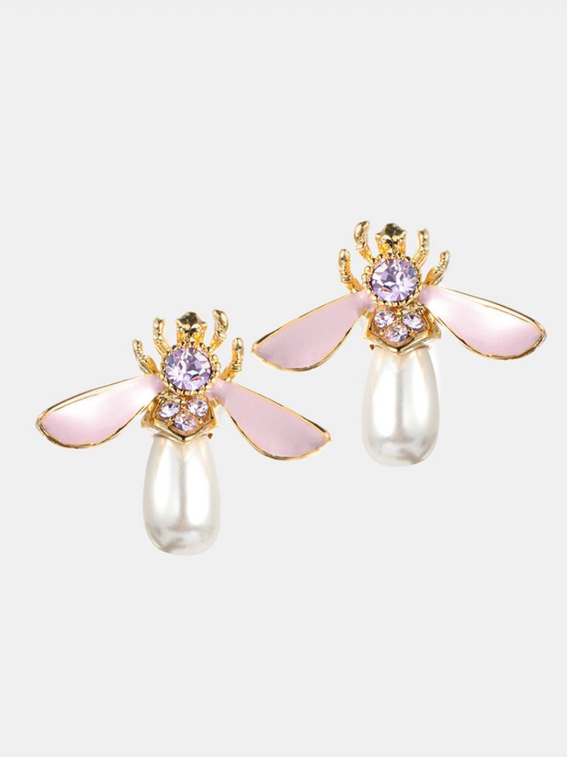 Cute Bees Stud Earrings Πολυτελή Επιχρυσωμένα Σκουλαρίκια Μαργαριτάρι Κοσμήματα Για Γυναίκες