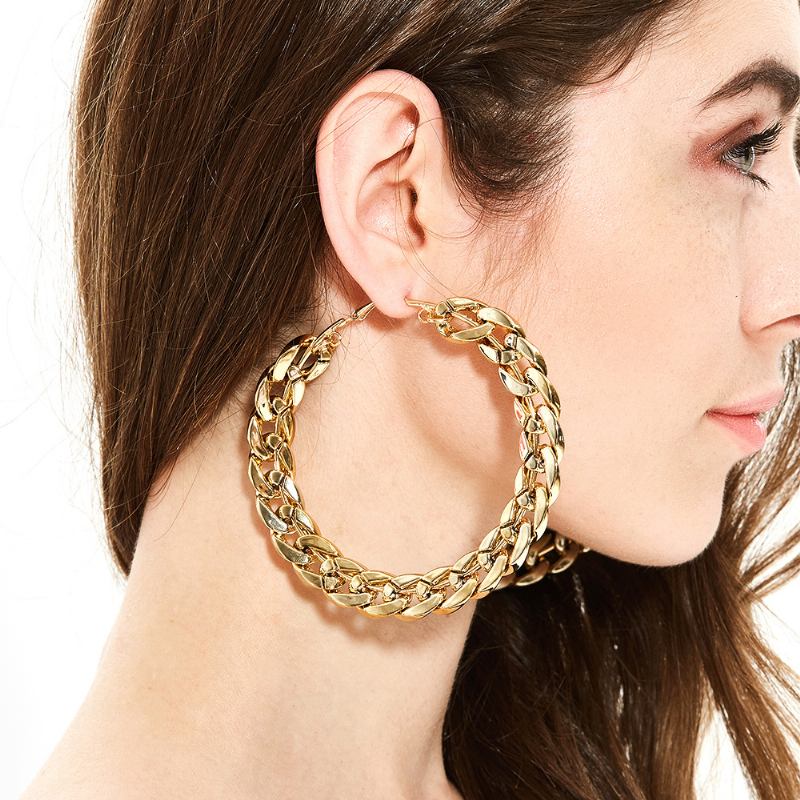 Exaggerated Large Hoop Earrings Ccb 80mm Circle Uv For Girls