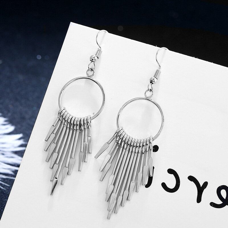 Fashion Ear Drop Earrings Κοίλες Κυκλικές Γεωμετρικές Φούντες Συμμετρικές Σκουλαρίκια Κοσμήματα Για Γυναίκες