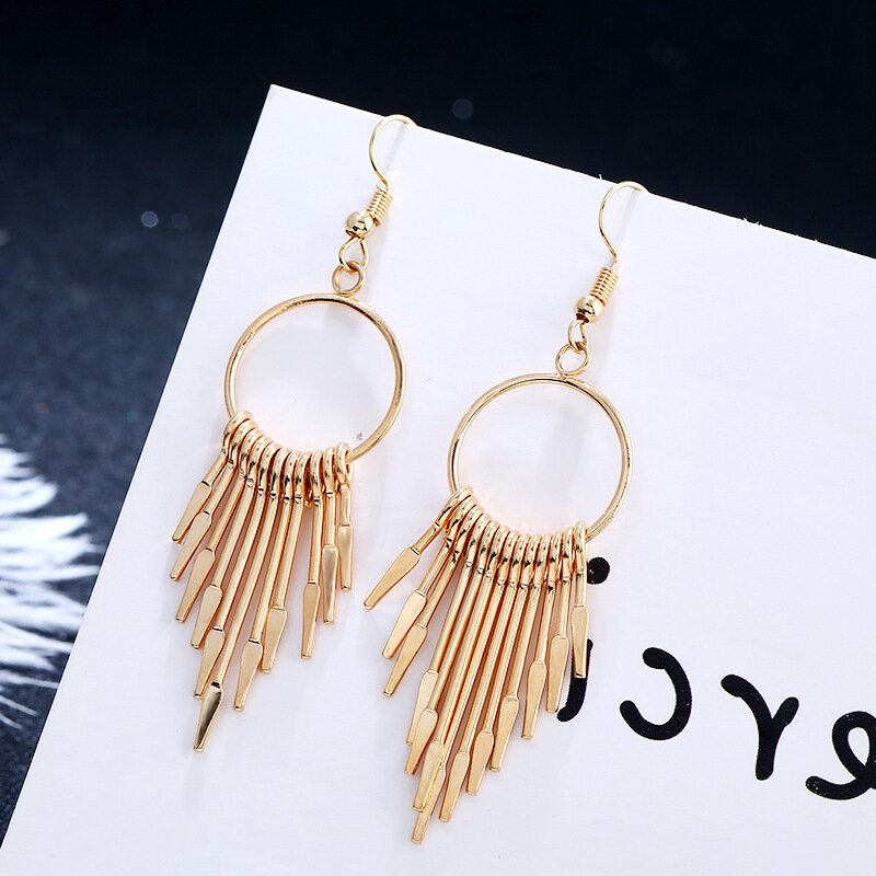 Fashion Ear Drop Earrings Κοίλες Κυκλικές Γεωμετρικές Φούντες Συμμετρικές Σκουλαρίκια Κοσμήματα Για Γυναίκες