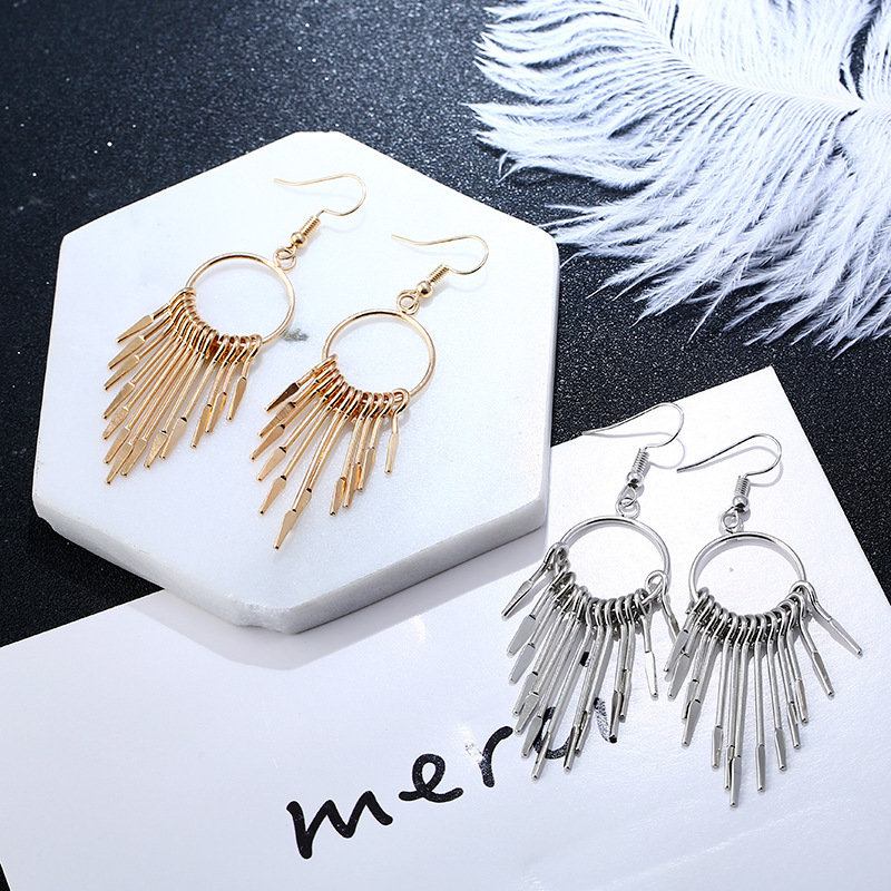 Fashion Ear Drop Earrings Κοίλες Κυκλικές Γεωμετρικές Φούντες Συμμετρικές Σκουλαρίκια Κοσμήματα Για Γυναίκες