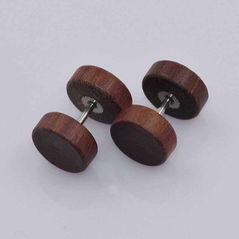 Fashion Ear Stud Σκουλαρίκια Στρογγυλά Γεωμετρικά Dumbbell Woods Αξεσουάρ Γυναικεία Κοσμήματα