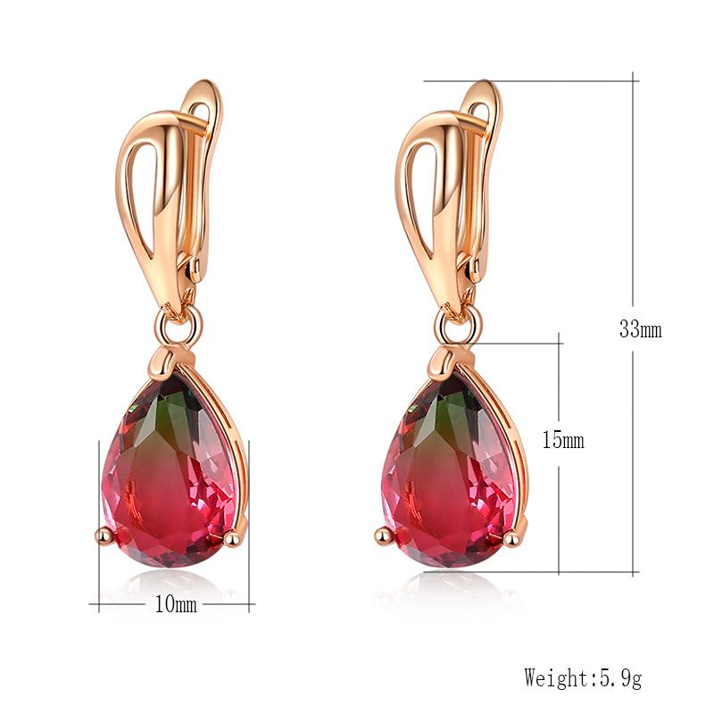 Γυναικεία Σκουλαρίκια Με Κρίκο Zirconia Color Water Drop Tourmaline