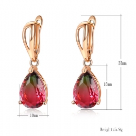 Γυναικεία Σκουλαρίκια Με Κρίκο Zirconia Color Water Drop Tourmaline