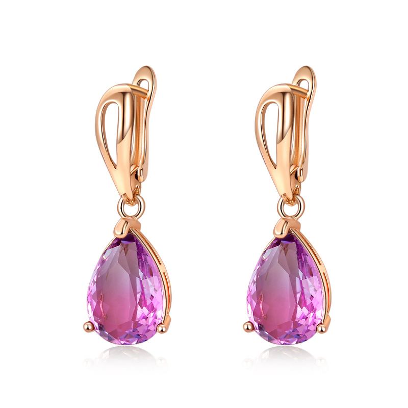 Γυναικεία Σκουλαρίκια Με Κρίκο Zirconia Color Water Drop Tourmaline