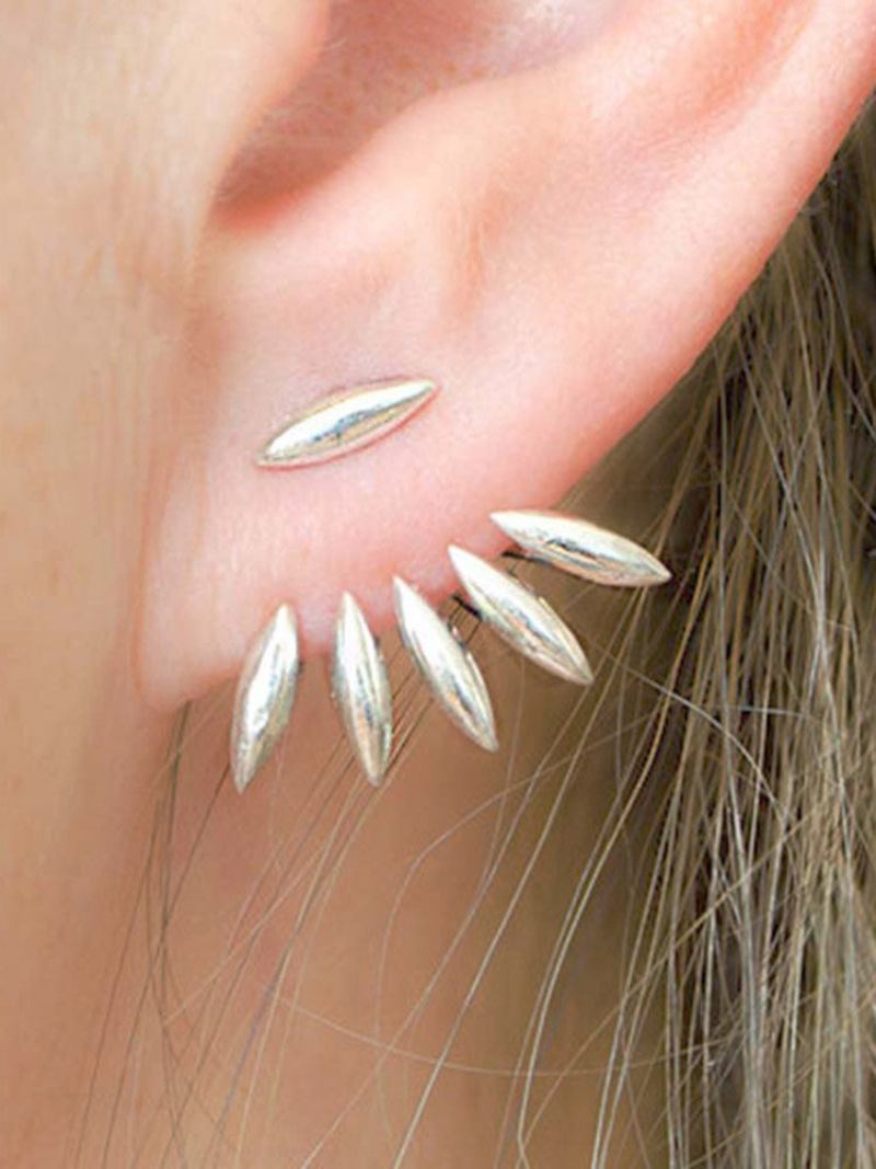 Γυναικεία Σκουλαρίκια Με Μοντέρνα Φύλλα Punk Gold Silver Stud Spiky Spike Claw