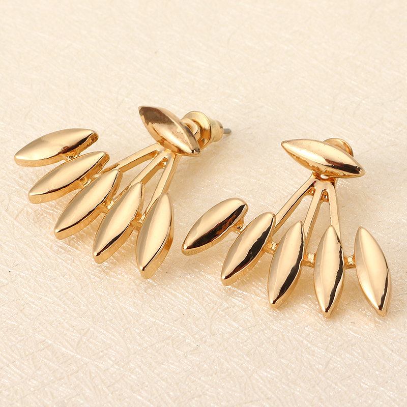 Γυναικεία Σκουλαρίκια Με Μοντέρνα Φύλλα Punk Gold Silver Stud Spiky Spike Claw