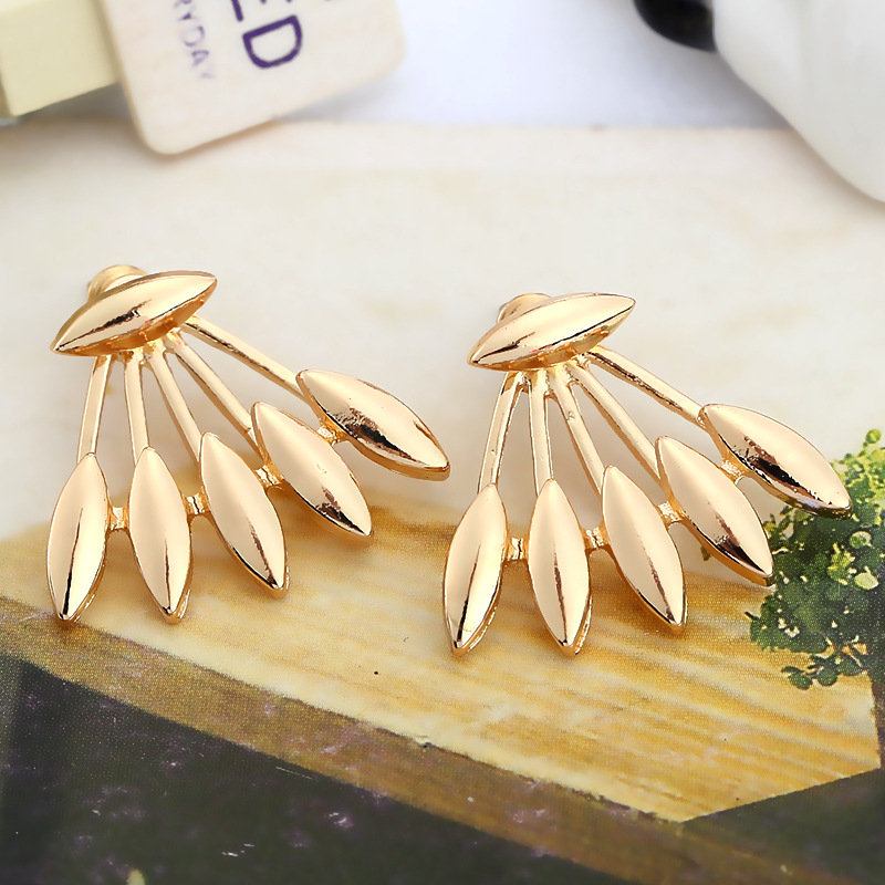 Γυναικεία Σκουλαρίκια Με Μοντέρνα Φύλλα Punk Gold Silver Stud Spiky Spike Claw