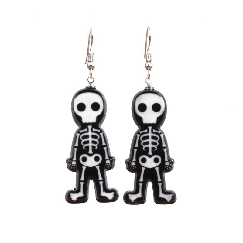 Halloween Fear Skull Ghost Ear Earrings Accessories Acrylic Personality