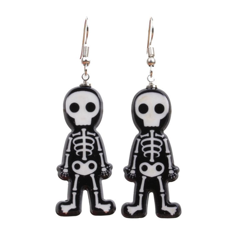 Halloween Fear Skull Ghost Ear Earrings Accessories Acrylic Personality