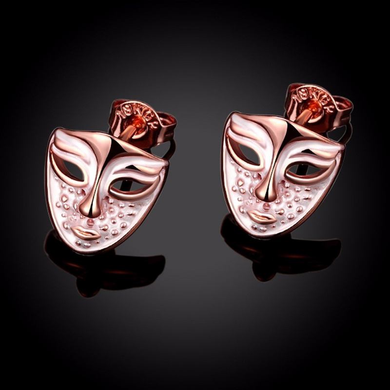 Inalis® Simple Style Rose Gold Mask Oil Drip Unisex Σκουλαρίκια