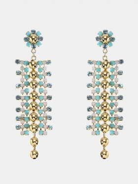 Jassy® Bohemian White Opal Pacific Rhinestones Φούντες Σκουλαρίκια Δώρο Για Γυναίκες