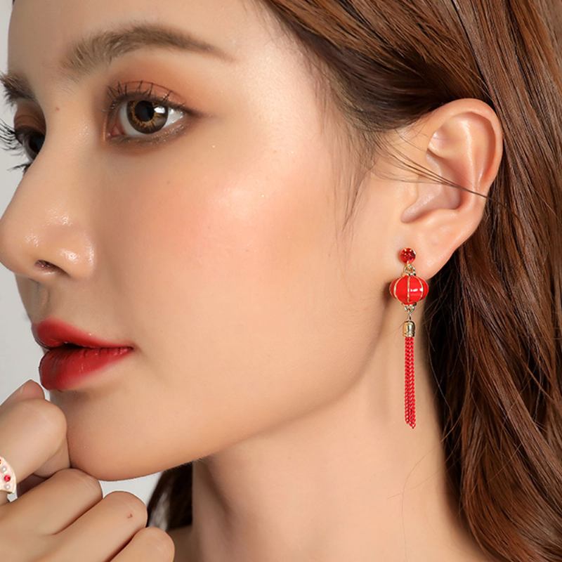 Κινεζικό Σκουλαρίκι Με Φανάρι Love Lucky Lantern Drop Earrings Dangle Vintage Ear Jewelry For Women Girls