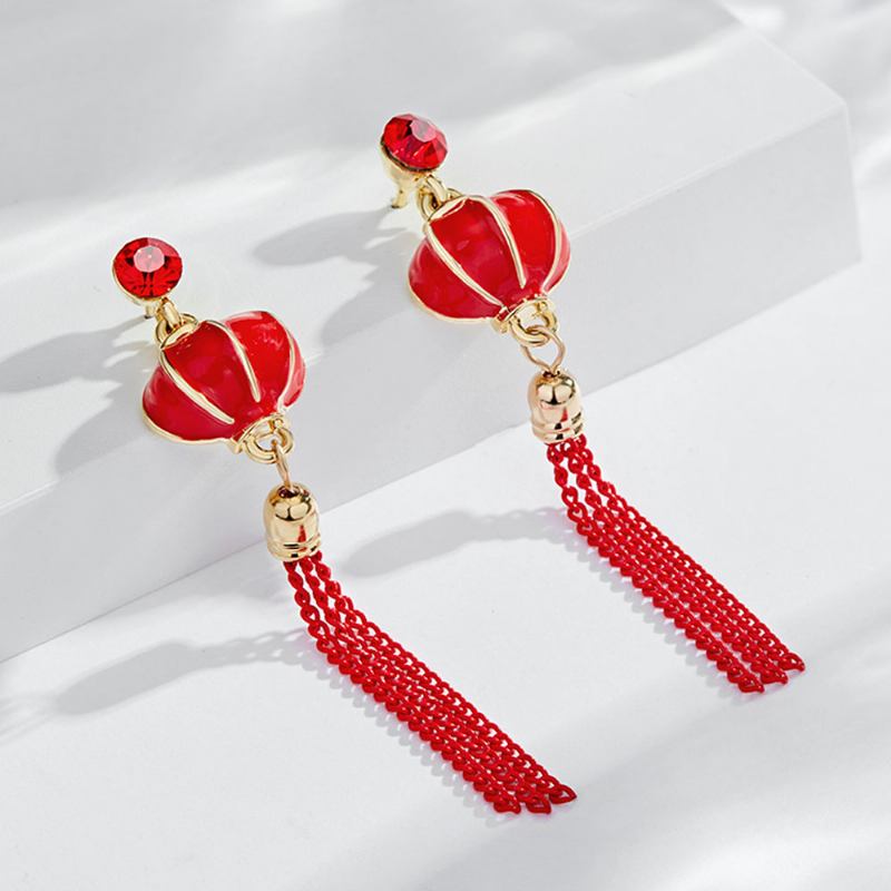 Κινεζικό Σκουλαρίκι Με Φανάρι Love Lucky Lantern Drop Earrings Dangle Vintage Ear Jewelry For Women Girls