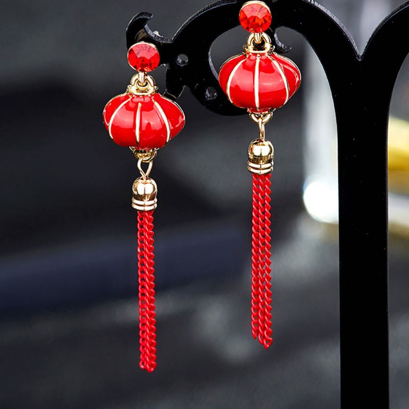 Κινεζικό Σκουλαρίκι Με Φανάρι Love Lucky Lantern Drop Earrings Dangle Vintage Ear Jewelry For Women Girls