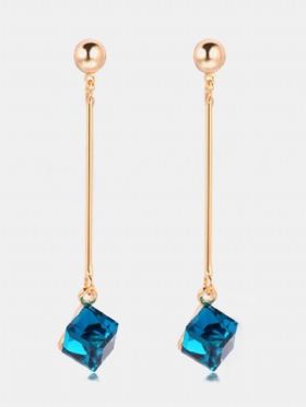 Κομψά Ear Drop Earrings Bar Σε Σχήμα Quare Water Cube Κρυστάλλινα Κρεμαστά Σκουλαρίκια Κοσμήματα Για Γυναίκες