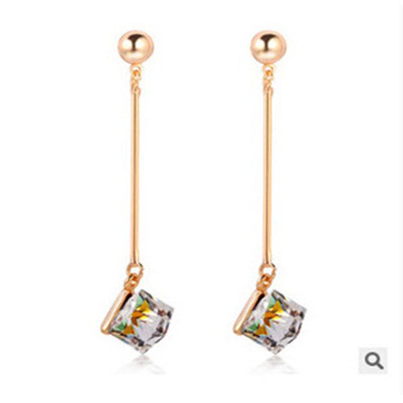 Κομψά Ear Drop Earrings Bar Σε Σχήμα Quare Water Cube Κρυστάλλινα Κρεμαστά Σκουλαρίκια Κοσμήματα Για Γυναίκες