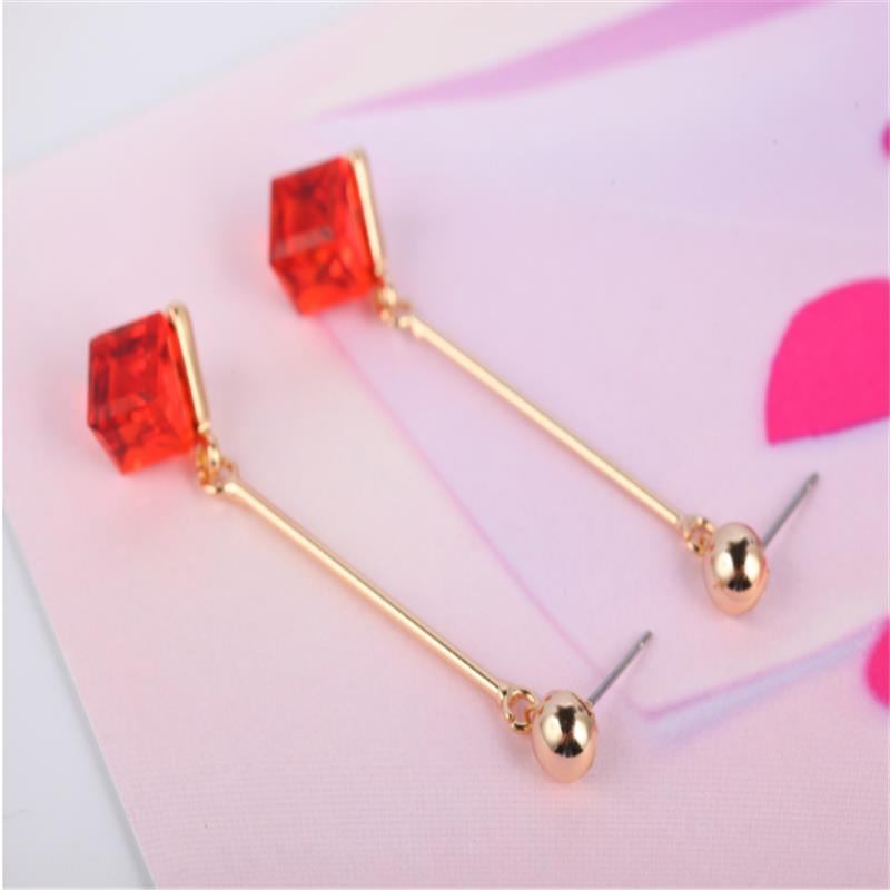 Κομψά Ear Drop Earrings Bar Σε Σχήμα Quare Water Cube Κρυστάλλινα Κρεμαστά Σκουλαρίκια Κοσμήματα Για Γυναίκες