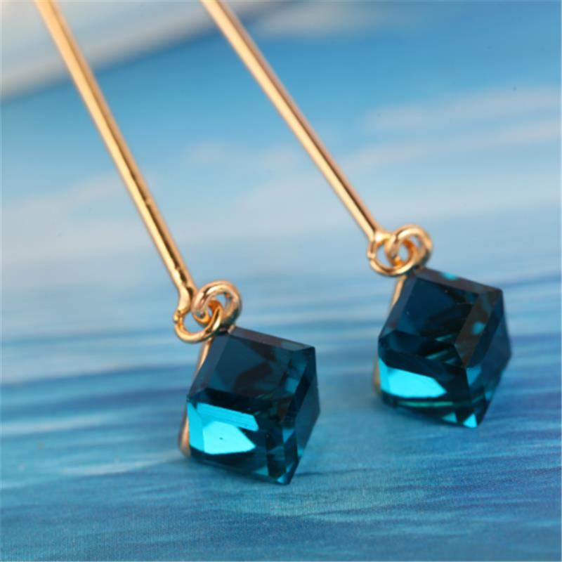 Κομψά Ear Drop Earrings Bar Σε Σχήμα Quare Water Cube Κρυστάλλινα Κρεμαστά Σκουλαρίκια Κοσμήματα Για Γυναίκες