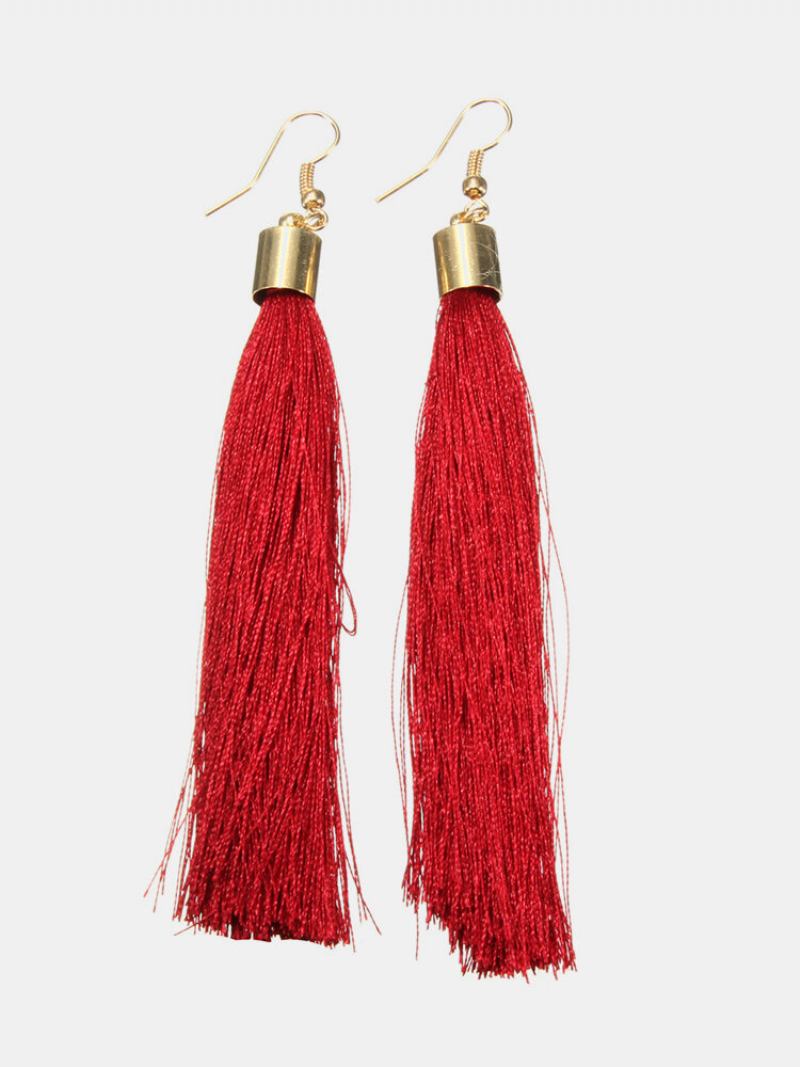 Μακριά Σκουλαρίκια Bohemian Floss Silk Tassel