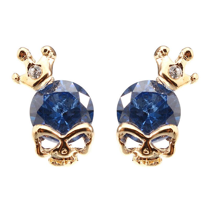 Punk Skull Crown Halloween Ear Stud Εξαιρετικά Σκουλαρίκια Με Στρας Από Κράμα Ψευδαργύρου Για Γυναίκες