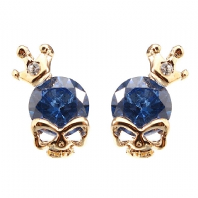 Punk Skull Crown Halloween Ear Stud Εξαιρετικά Σκουλαρίκια Με Στρας Από Κράμα Ψευδαργύρου Για Γυναίκες