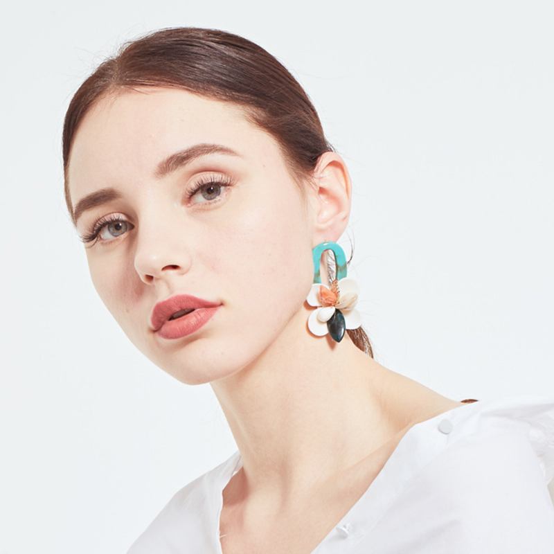 Retro Exaggerated Earrings Shell Coral Multilayer Ακρυλικό Κρεμαστό Κρίκο Δώρα Για Γυναίκες