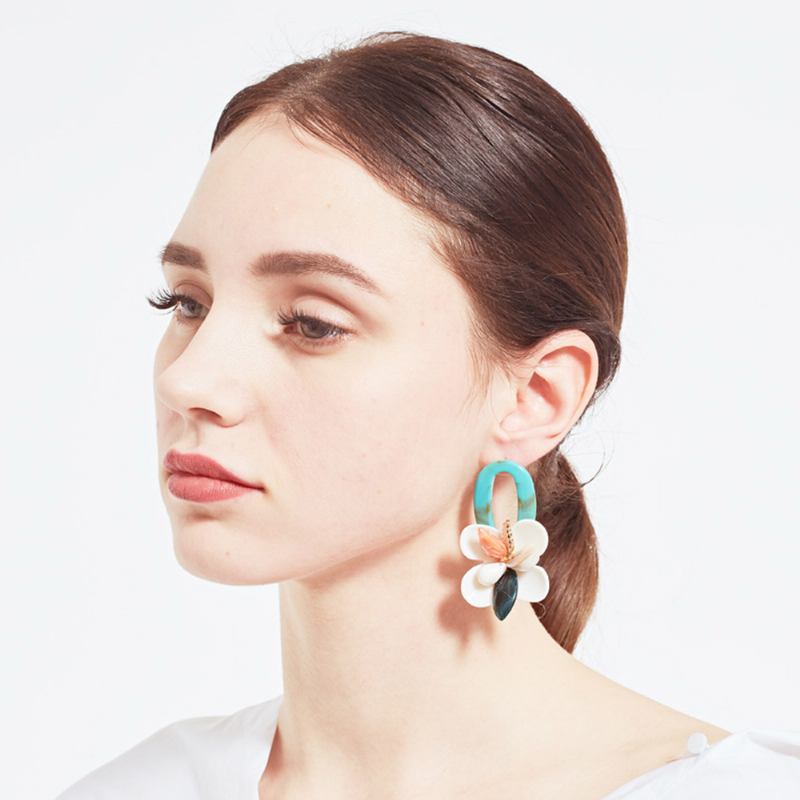 Retro Exaggerated Earrings Shell Coral Multilayer Ακρυλικό Κρεμαστό Κρίκο Δώρα Για Γυναίκες