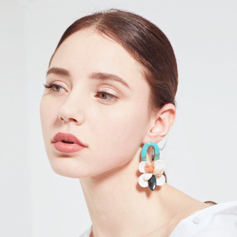 Retro Exaggerated Earrings Shell Coral Multilayer Ακρυλικό Κρεμαστό Κρίκο Δώρα Για Γυναίκες