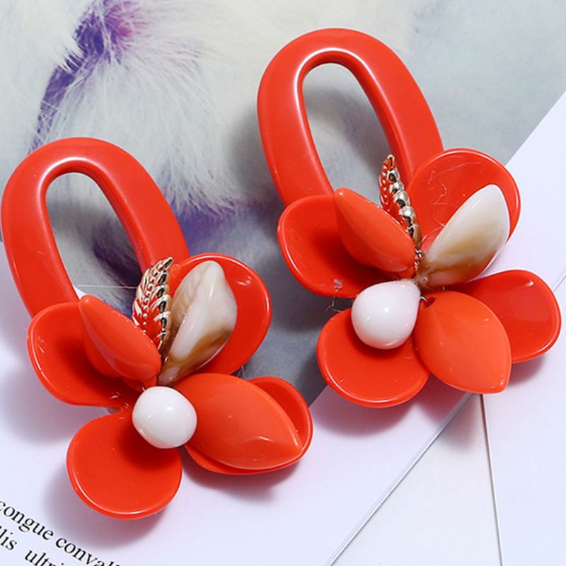 Retro Exaggerated Earrings Shell Coral Multilayer Ακρυλικό Κρεμαστό Κρίκο Δώρα Για Γυναίκες