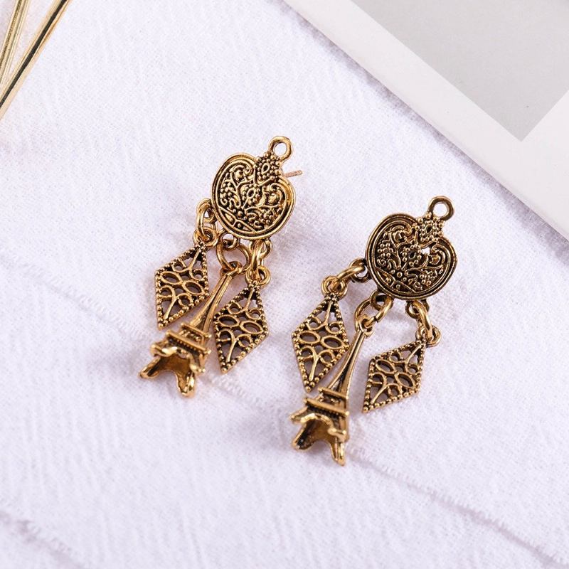 Retro Gold Tower Drop Earrings Κράμα Γεωμετρικά Σκουλαρίκια Κοσμήματα Για Γυναίκες