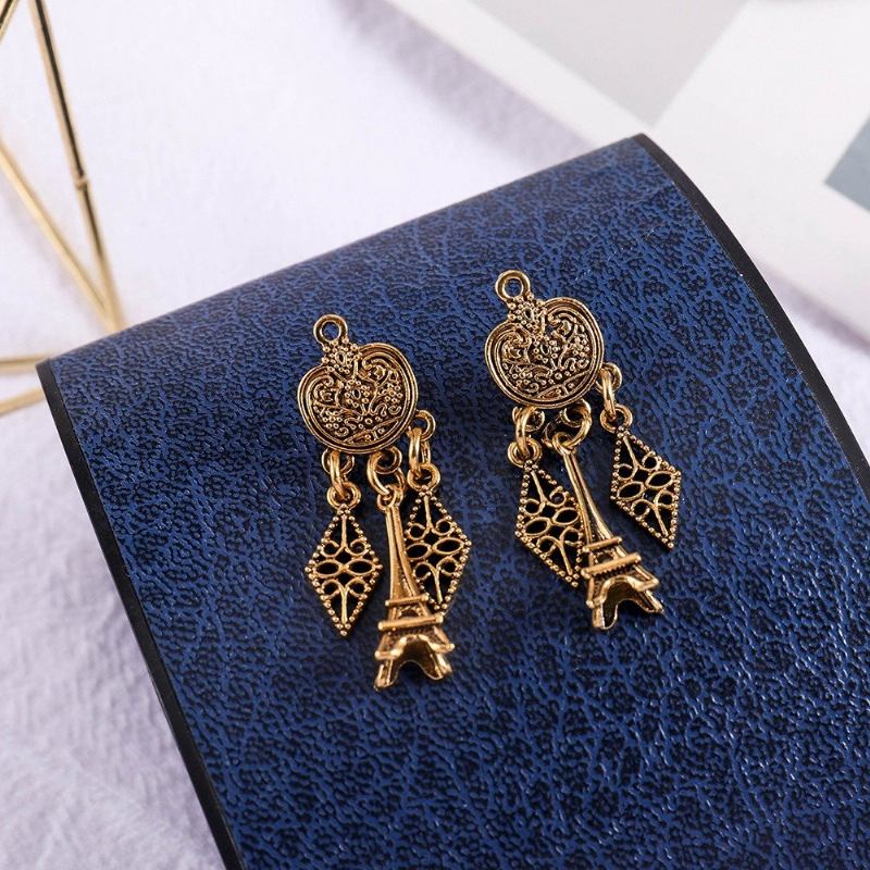 Retro Gold Tower Drop Earrings Κράμα Γεωμετρικά Σκουλαρίκια Κοσμήματα Για Γυναίκες