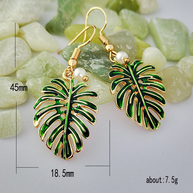 Σκουλαρίκια Bohemian Leaf Coconut Small Fresh 18k Επιχρυσωμένο Μαργαριτάρι Κρεμαστό Σκουλαρίκι