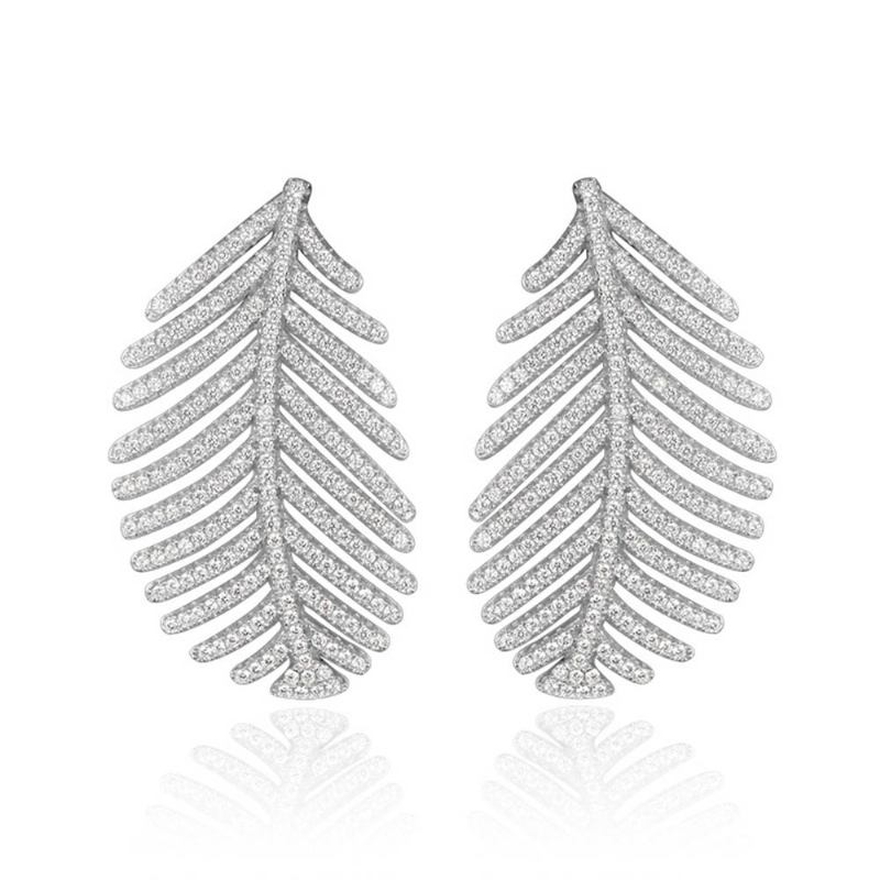 Sparkling Diamond Leaves Stud Earring 925 Pure Silver Simple Little Fresh Sweet Earrings Korean Design 2023 New